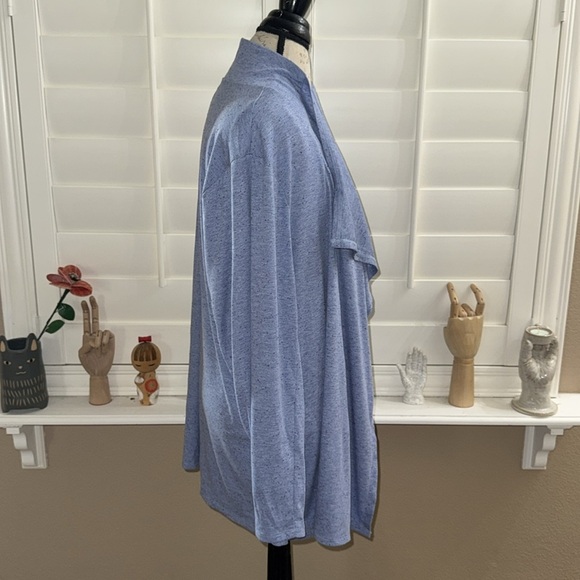 NIC+ZOE Speckled Knit Drape Cardigan Blue Mix - Picture 6 of 14